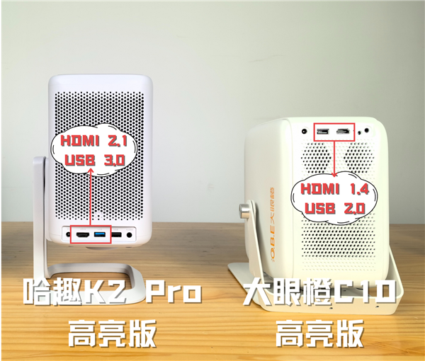 哈趣 K2Pro高亮版对比大眼橙C1D高亮版！PG麻将胡了免费试玩模拟器千元投影性价比之争：(图7)